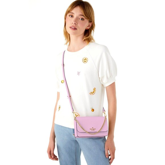 New Kate Spade Madison Small Flap Crossbody Saffiano Leather Berry Cream - Picture 3 of 5